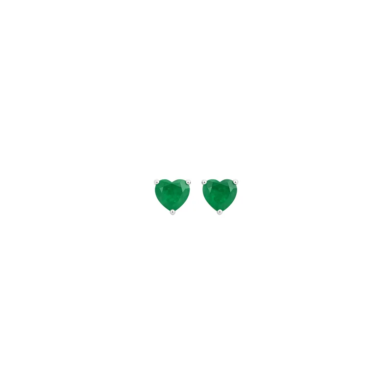 1.20ct Emerald 18K Gold Heart Stud Earrings