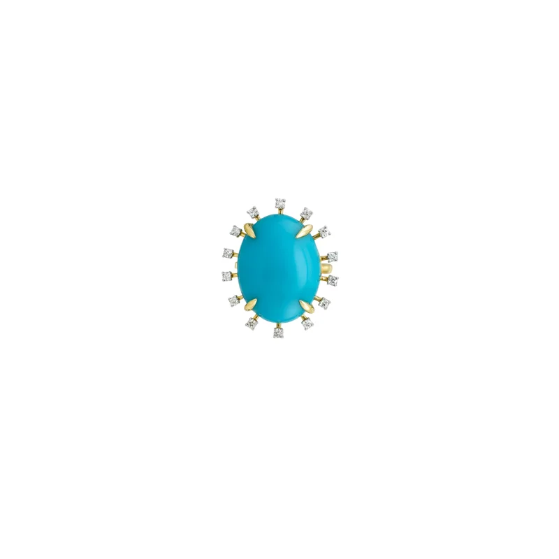 13.33ct Diamond Turquoise 18K Gold Halo Cocktail Ring
