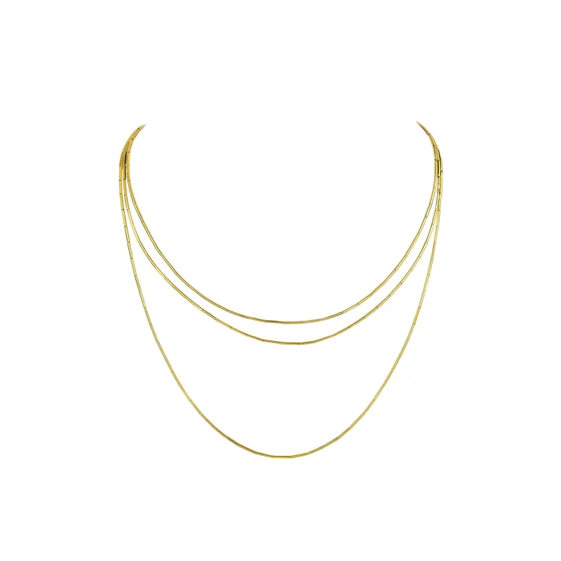 18K Gold Tube Link Necklace