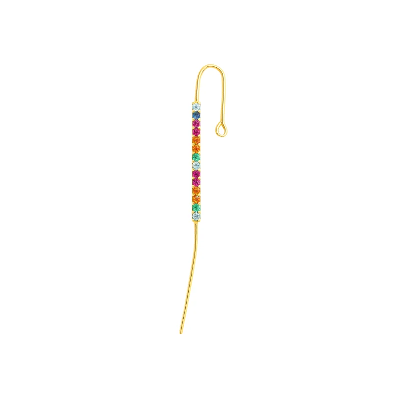 0.24ct Multi Gemstone 18K Gold Ear Pin Earrings