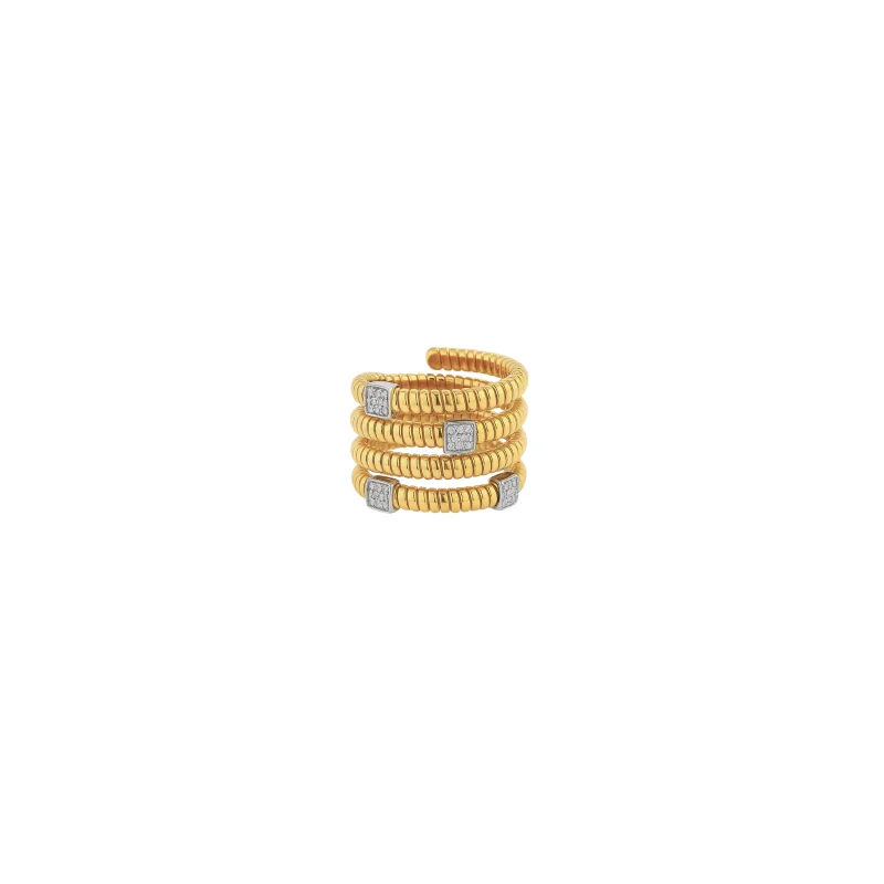 0.25ct Diamond 18K Italian Gold Multi Row Ring