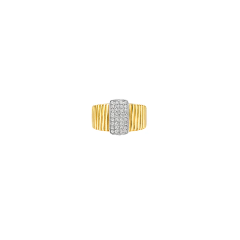 0.33ct Diamond 18K Italian Gold Fluted Ring