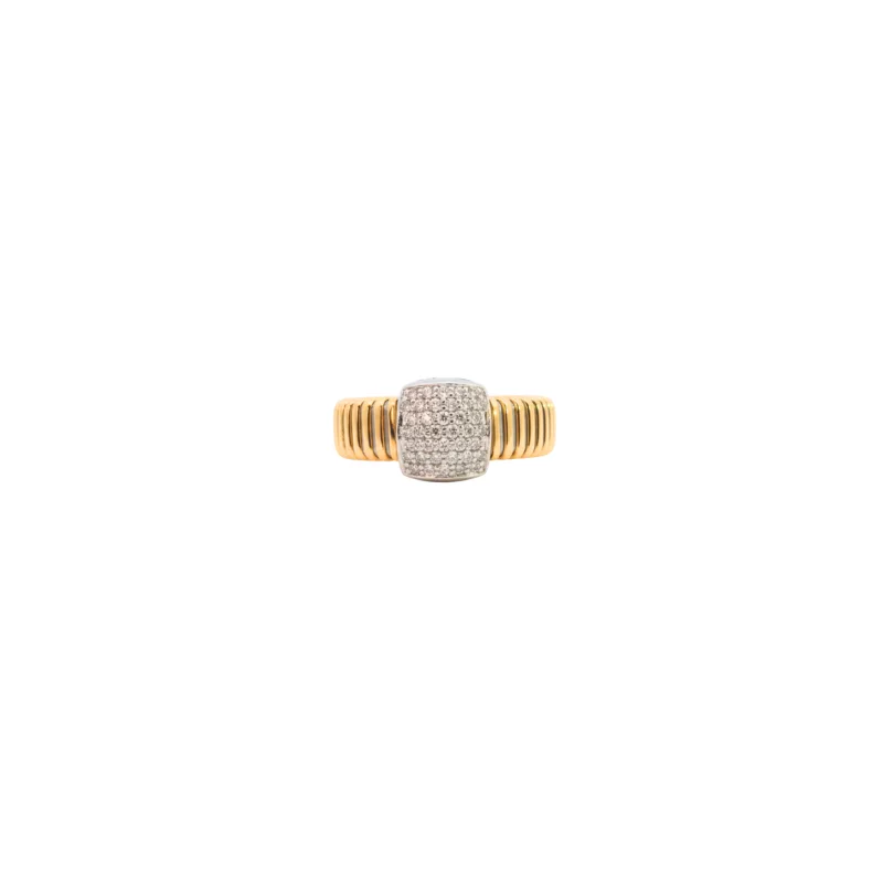 0.48ct Diamond 18K Italian Gold Grooved Ring