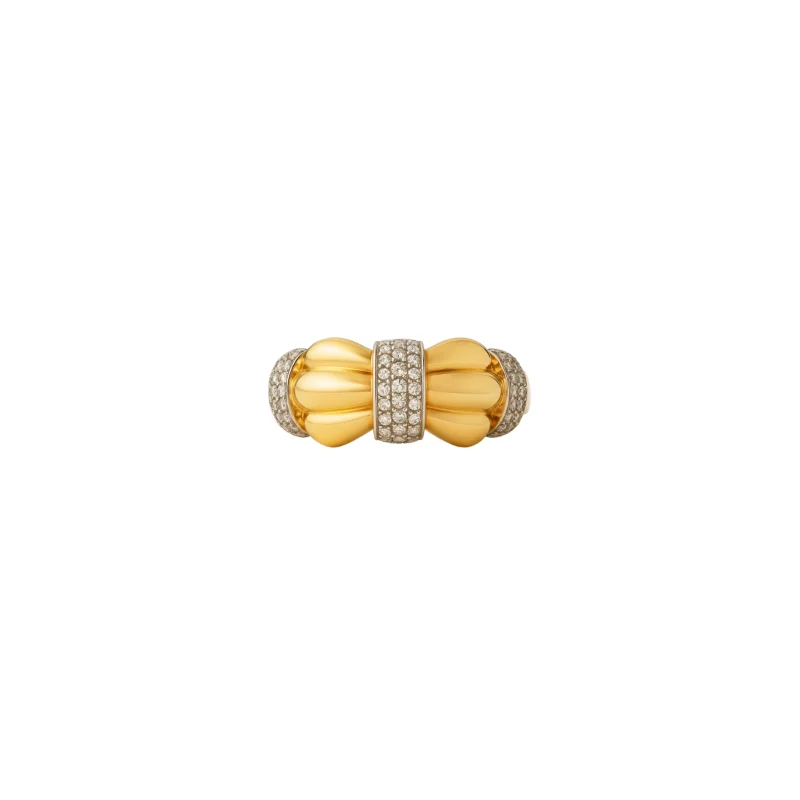 0.56ct Diamond 14K Gold Grooved Ring
