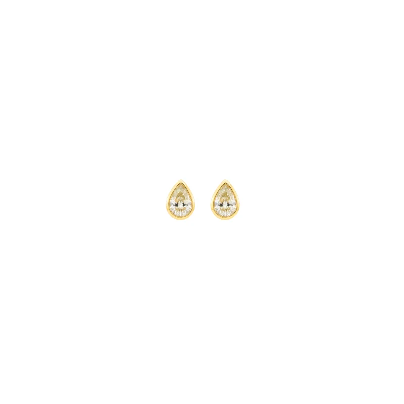 0.83ct Diamond 18K Gold Pear Bezel Stud Earrings