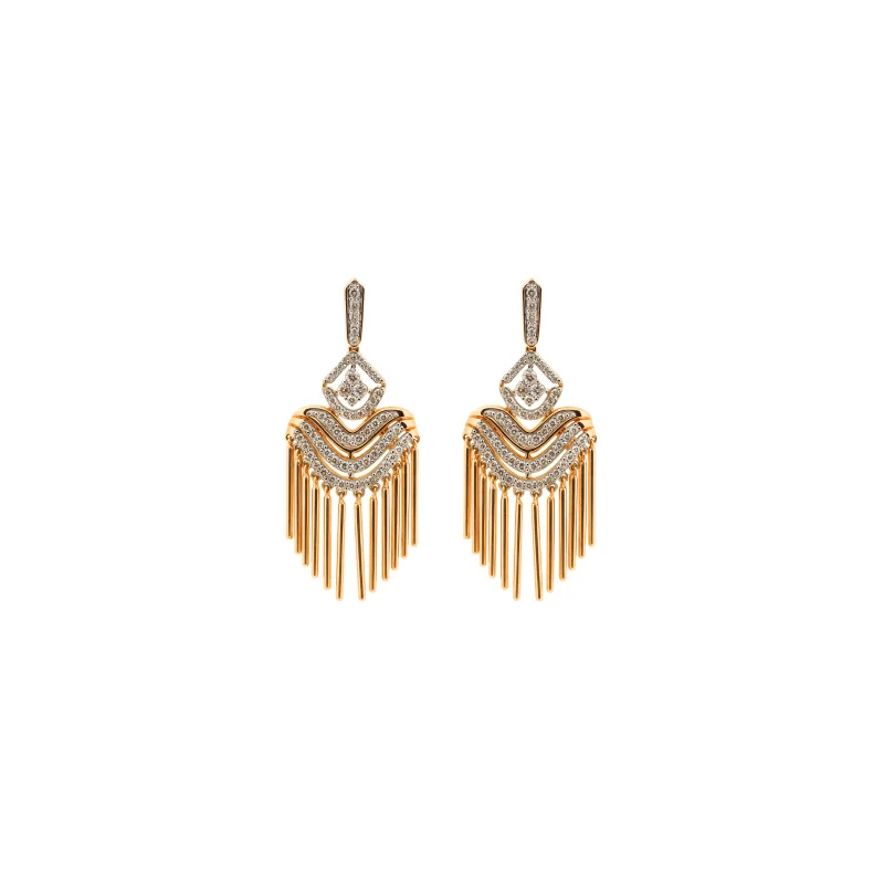1.08ct Diamond 14K Gold Cascade Fringes Earrings