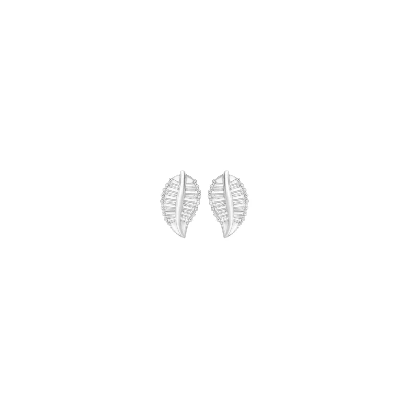 0.30ct Diamond 18K Gold Dainty Leaf Stud Earrings