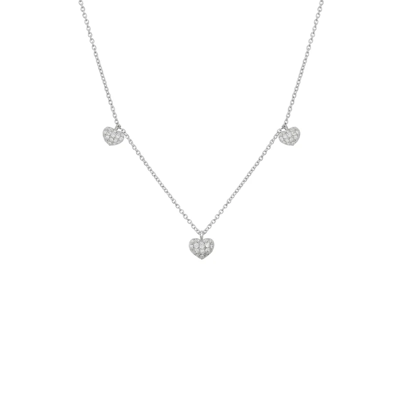 0.35ct Diamond 18K Gold Stationed Heart Drop Necklace