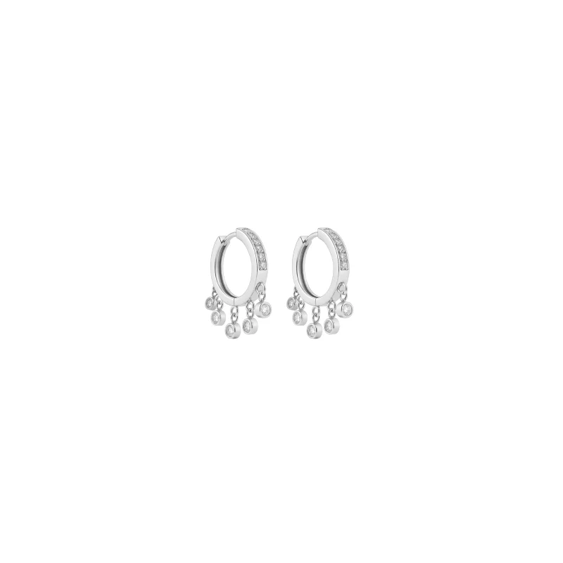 0.42ct Diamond 14K Gold Drop Hoop Earrings