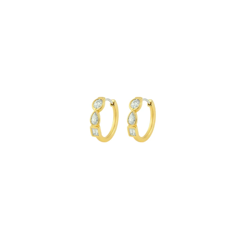 0.45ct Diamond 14K Gold Multi Shape Hoop Earrings