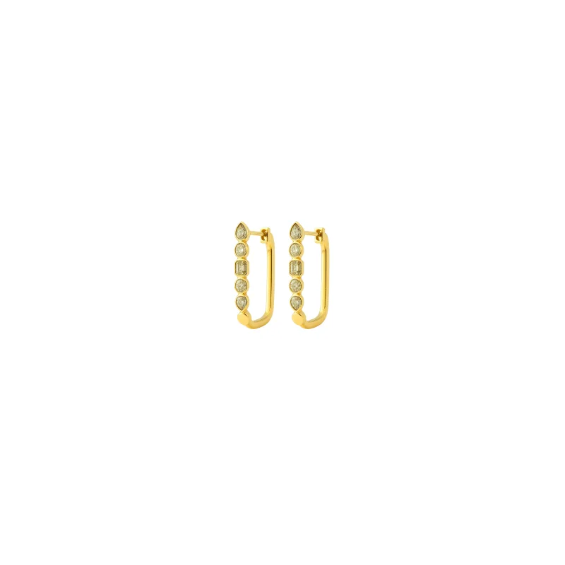 0.61ct Diamond 14K Gold Multi Shape Hoop Earrings