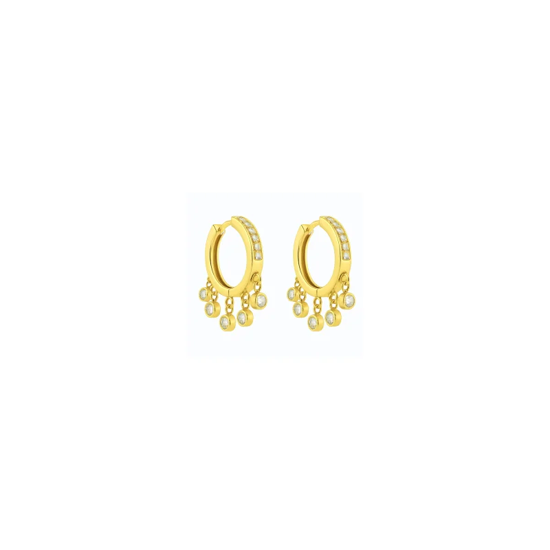 0.69ct Diamond 14K Gold Hoop Drop Earrings
