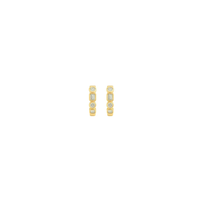 0.87ct Diamond 14K Gold Multi Shape Hoop Earrings