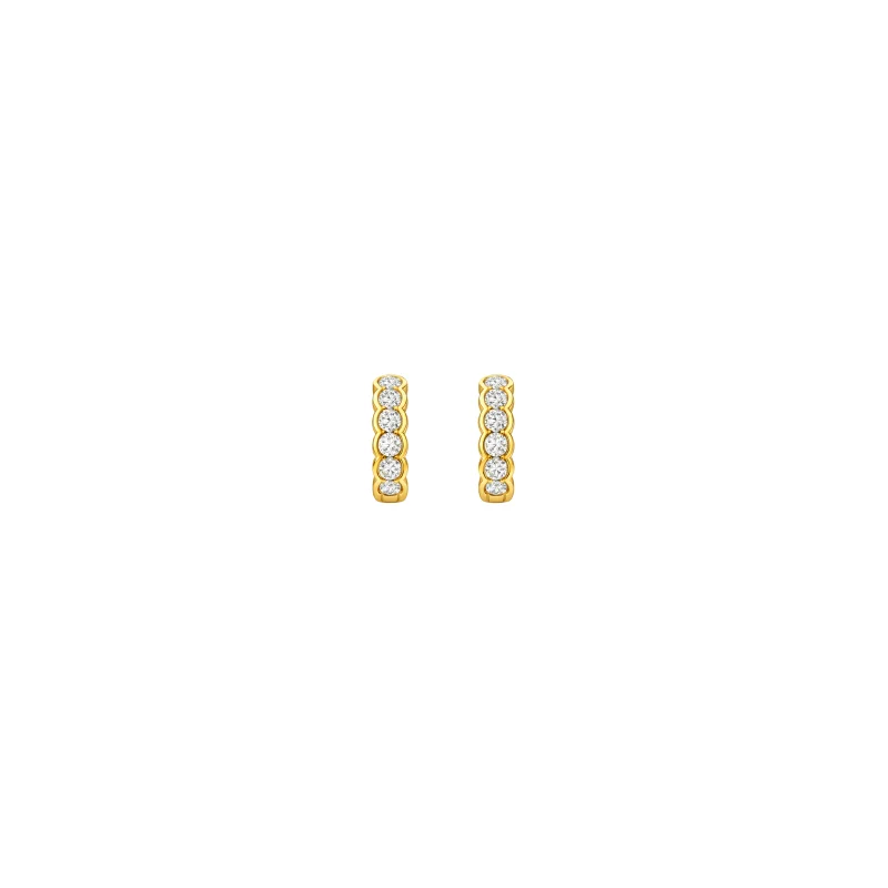 0.94ct Diamond 14K Gold Half Bezel Hoop Earrings