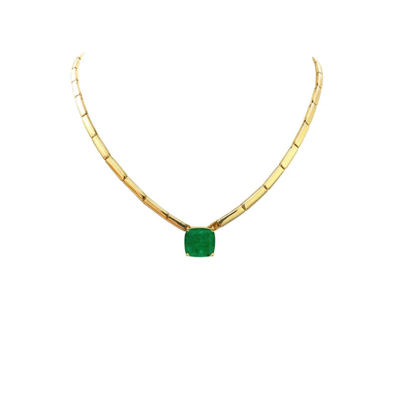 1.65ct Emerald 14K Gold Link Necklace