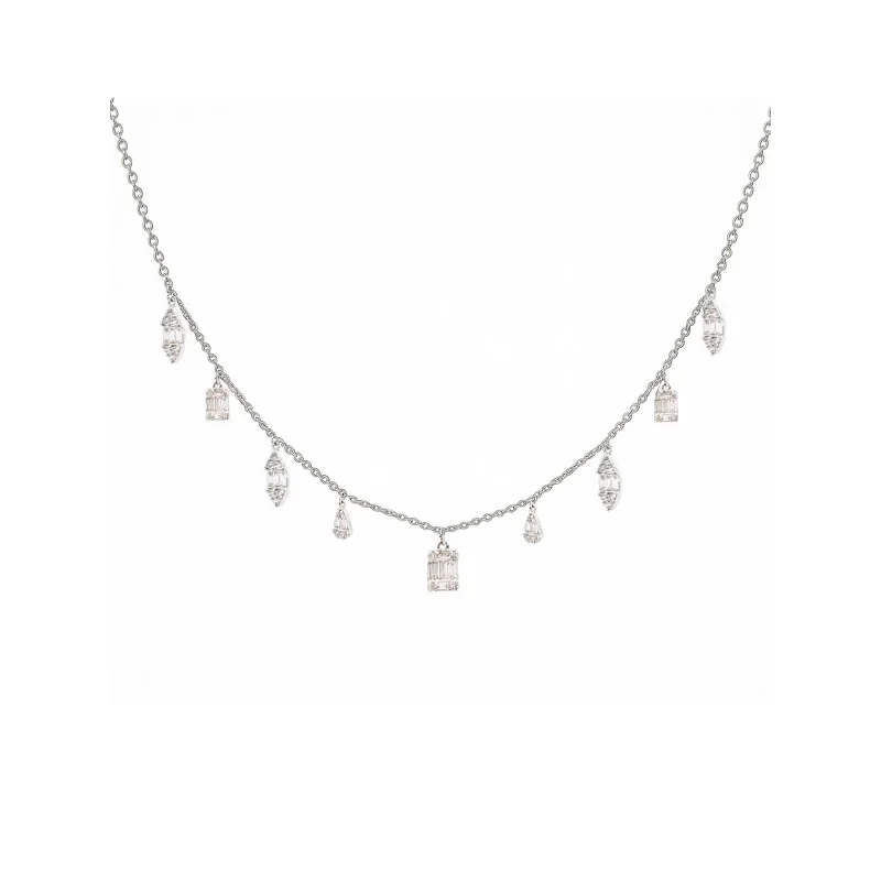 2.00ct Diamond 18K Gold Multi Shaped Drop Necklace