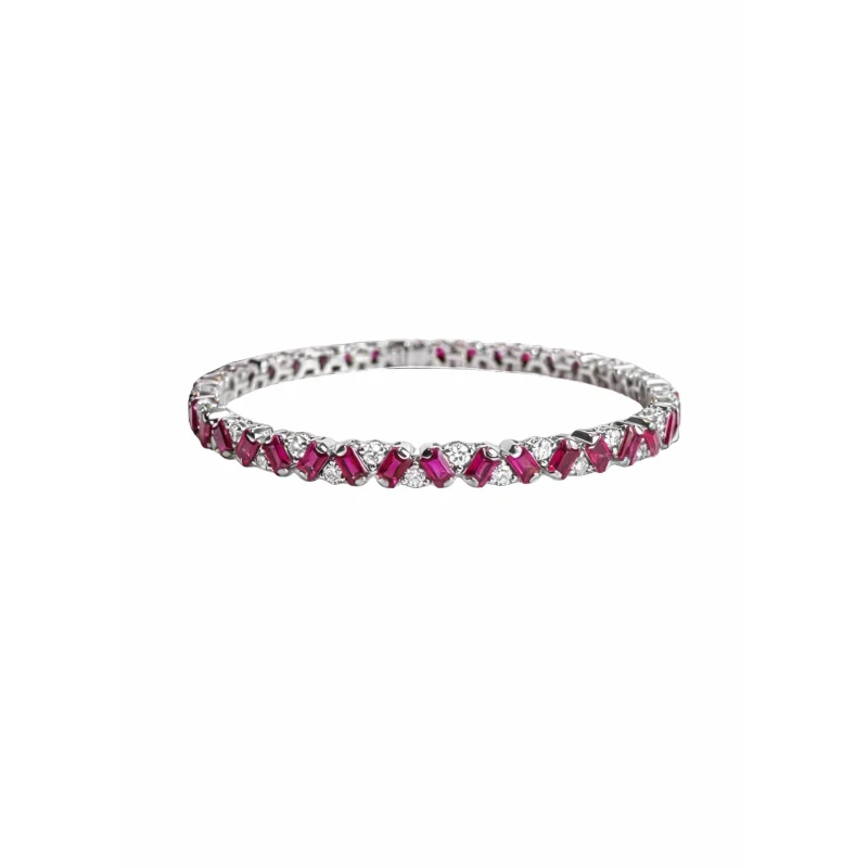 5.36ct Ruby Diamond Platinum Tennis Bracelet