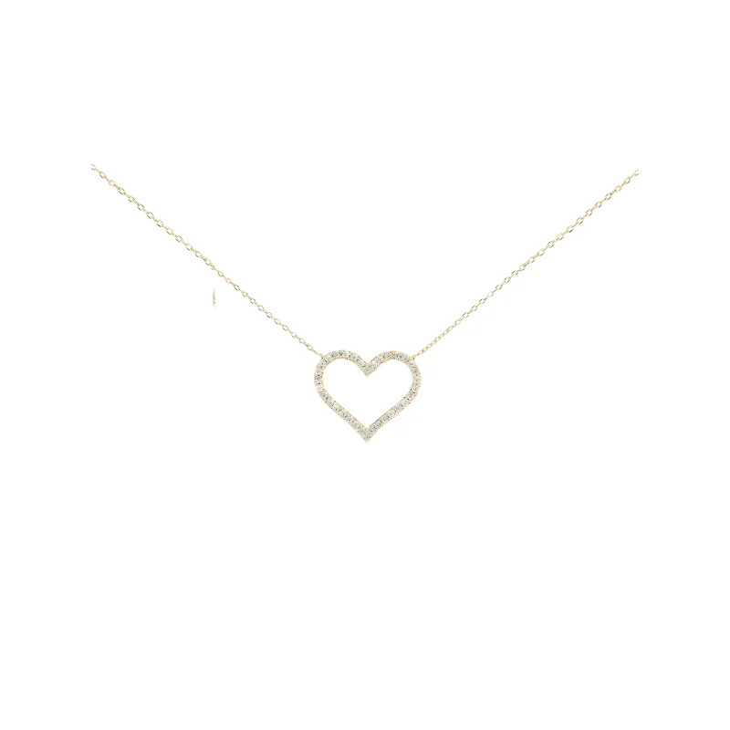 0.25ct Diamond 18K Gold Heart Pendant Chain Necklace