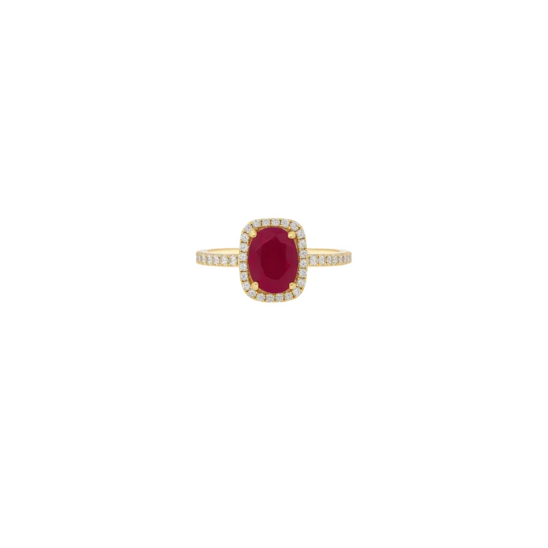 0.30ct Diamond Ruby 14K Gold Solitaire Ring