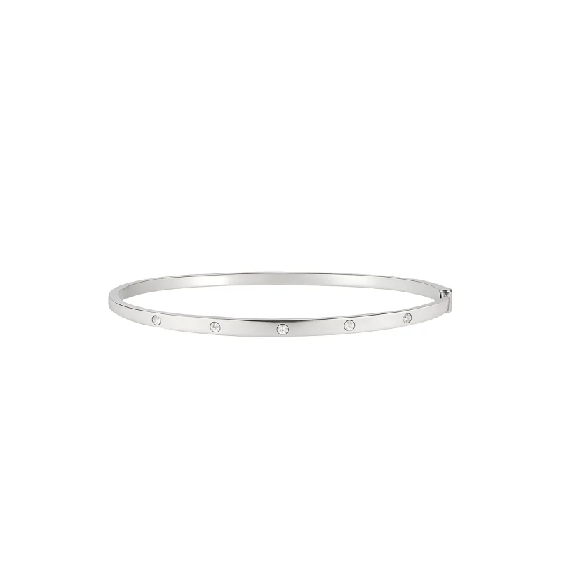 0.41ct Diamond 18K Gold Stationed Bangle Bracelet