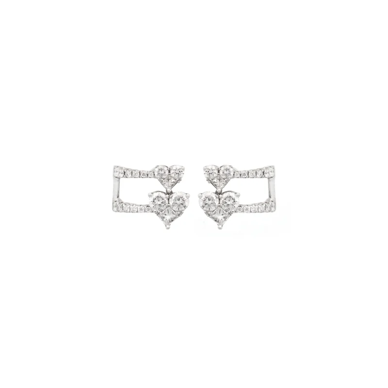 1.00ct Diamond 18K Gold Heart Earrings