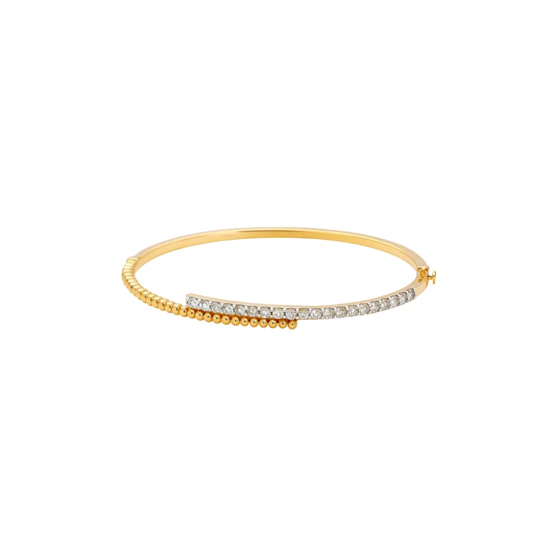 1.04ct Diamond 14K Gold Bypass Bangle Bracelet