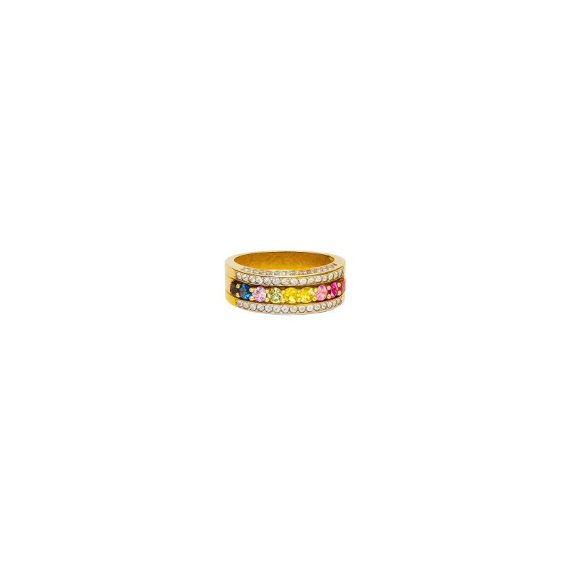 1.30ct Diamond Multi Sapphire 14K Gold Ring