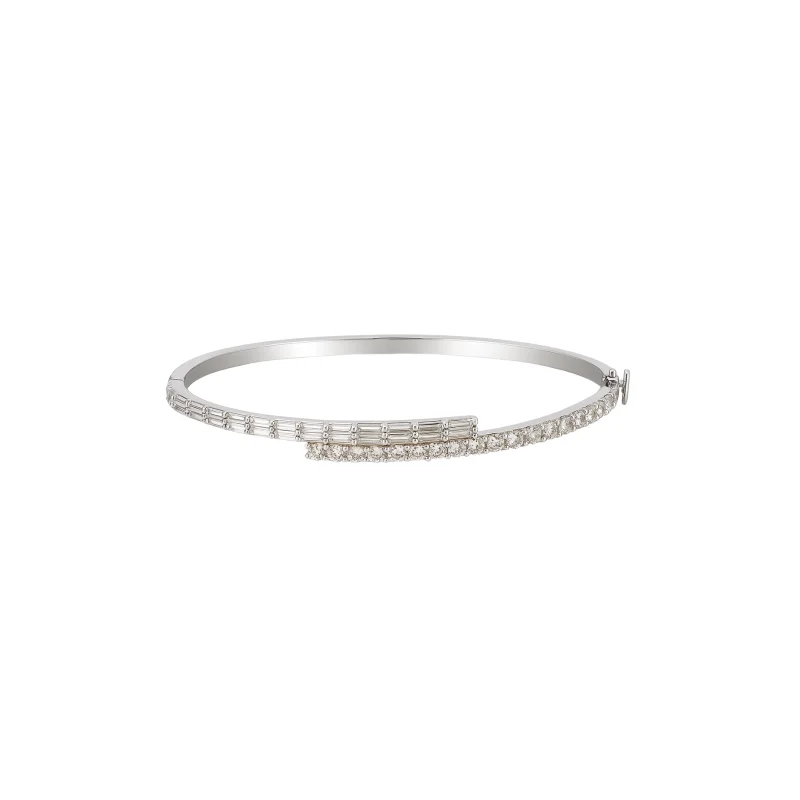 2.07ct Diamond 14K Gold Bypass Bangle Bracelet