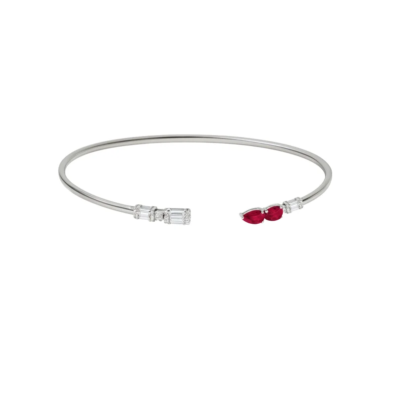 3.10cts Diamond Ruby 18K Gold Collar Necklace