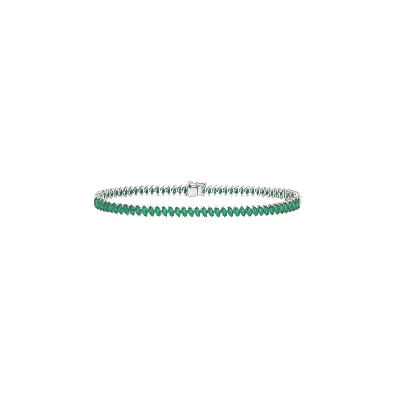 5.30cts Emerald 18K Gold Marquis Tennis Bracelet