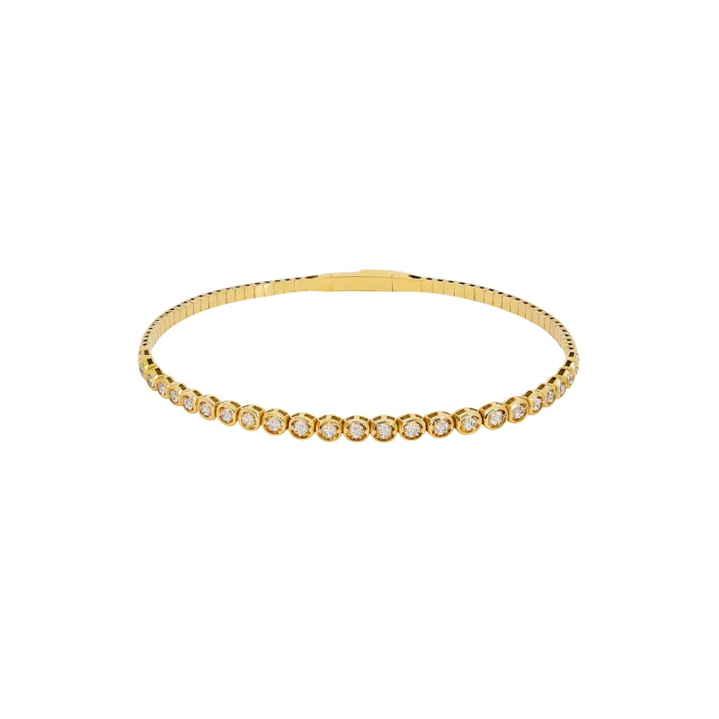 1.00ct Diamond 14K Gold Flexible Bangle Tennis Bracelet