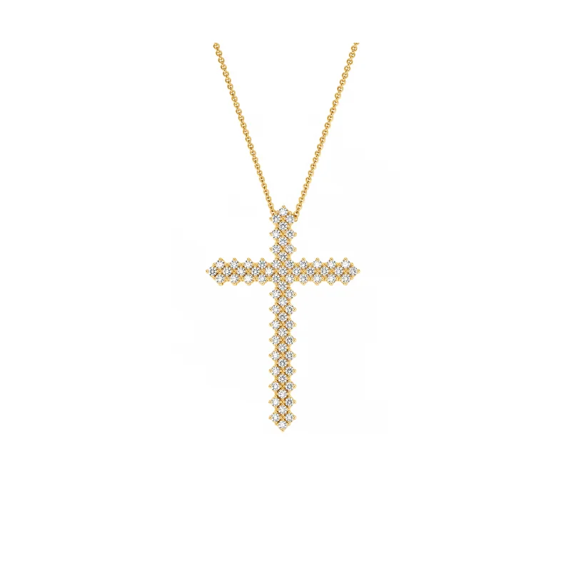 1.15ct Diamond 18K Gold Cross Necklace