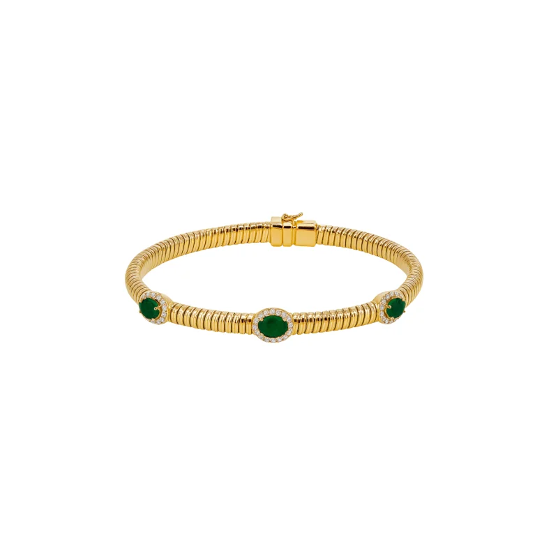 1.74ct Diamond Emerald 18K Italian Gold Bracelet