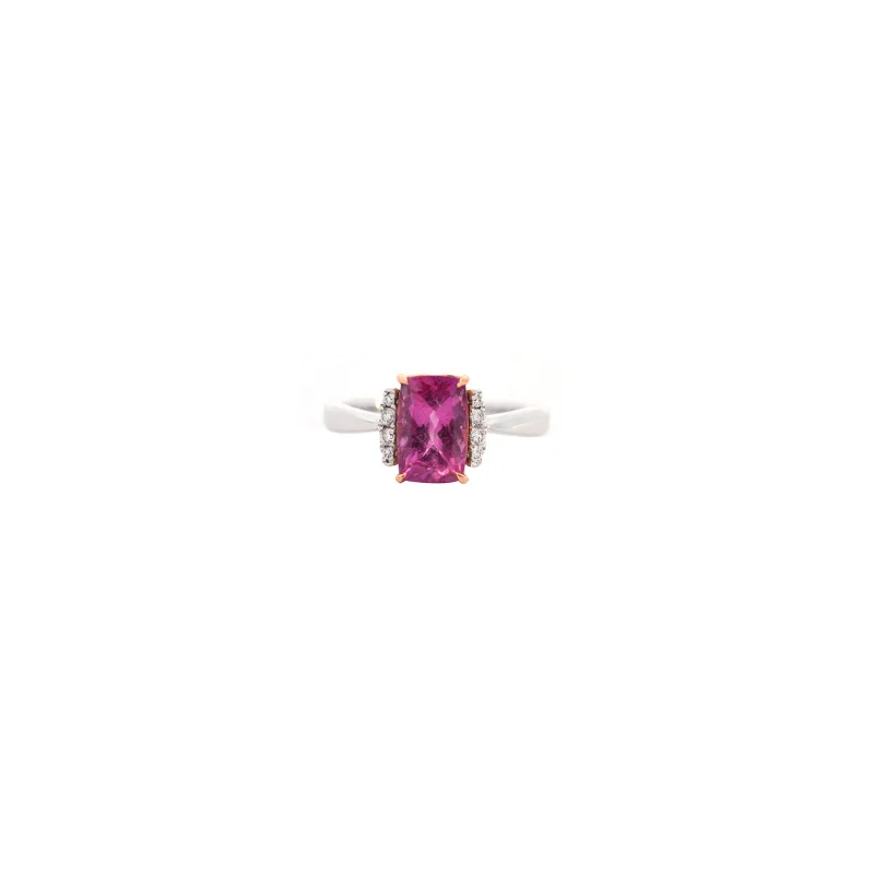 1.80cts Rose Tourmaline Diamond 18K Gold Solitaire Ring
