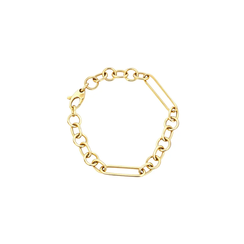14K Gold Mixed Link Chain Bracelet