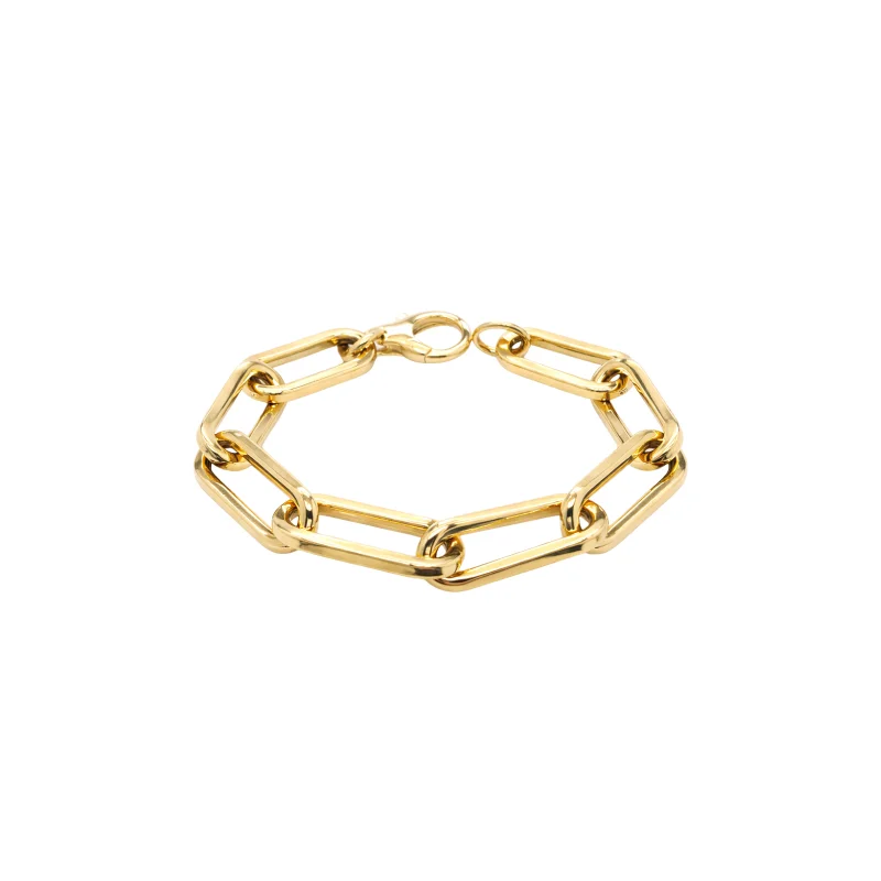 14K Gold Paper Clip Chain Bracelet