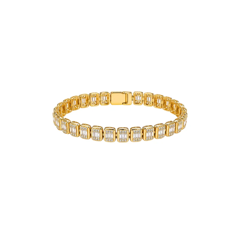 3.00ct Diamond 14K Gold Button Back Tennis Bracelet