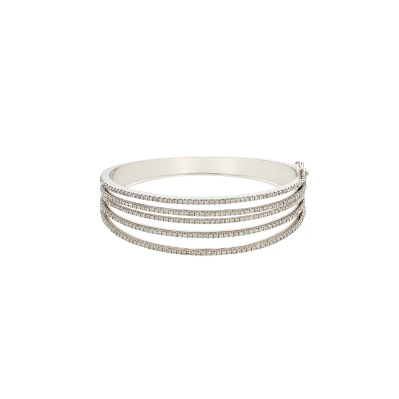 3.90ct Diamond 14K Gold Multi Row Bangle Bracelet