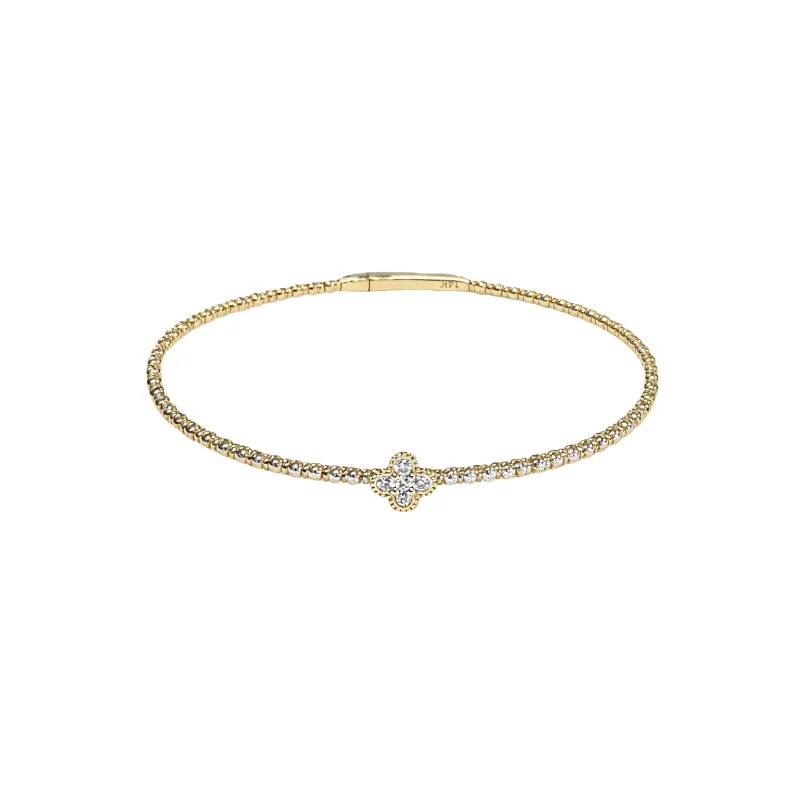 0.11ct Diamond 14K Gold Dainty Flower Flexible Bracelet