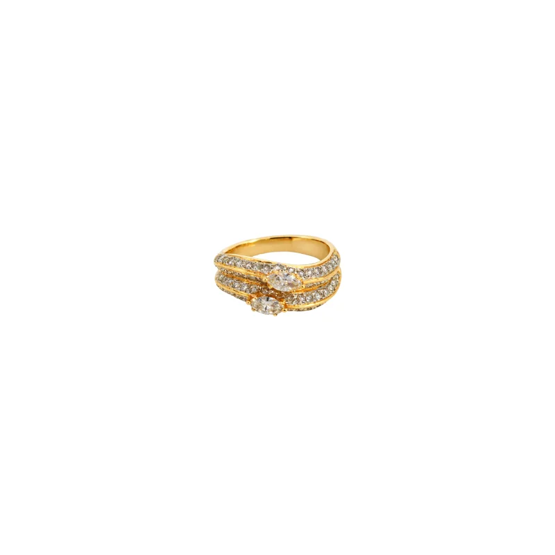 1.27ct Diamond 18K Gold Double Row Wave Ring