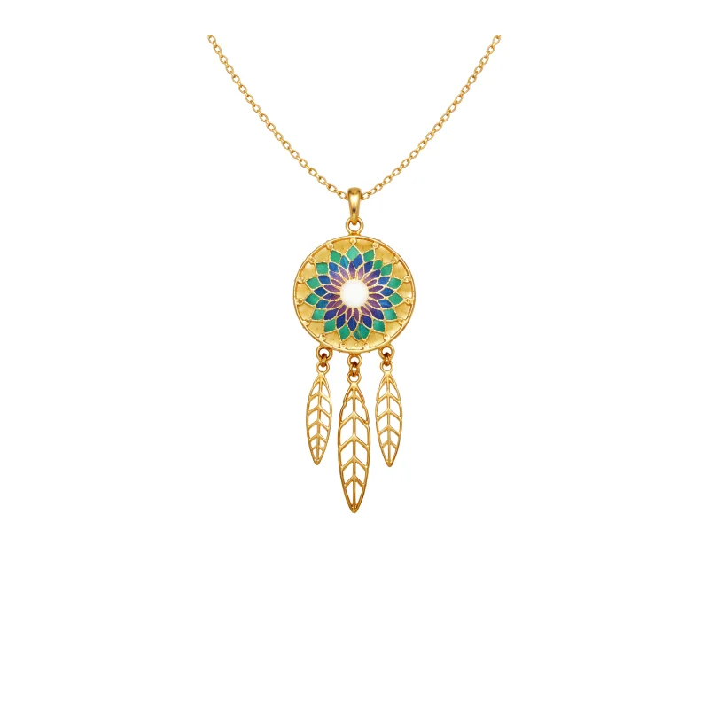 14K Gold Dream Catcher Pendant