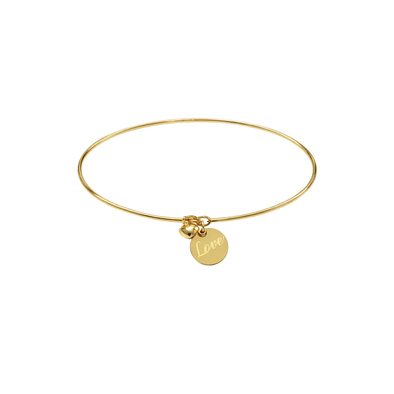 14K Gold Wire Love Bangle Bracelet