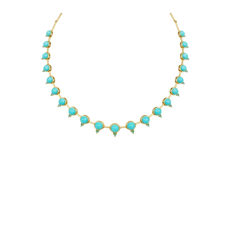 23.013ct Turquoise Emerald 18K Gold Link Necklace