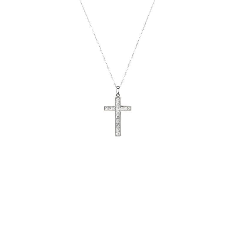 0.17ct Diamond 14K Gold Cross Necklace