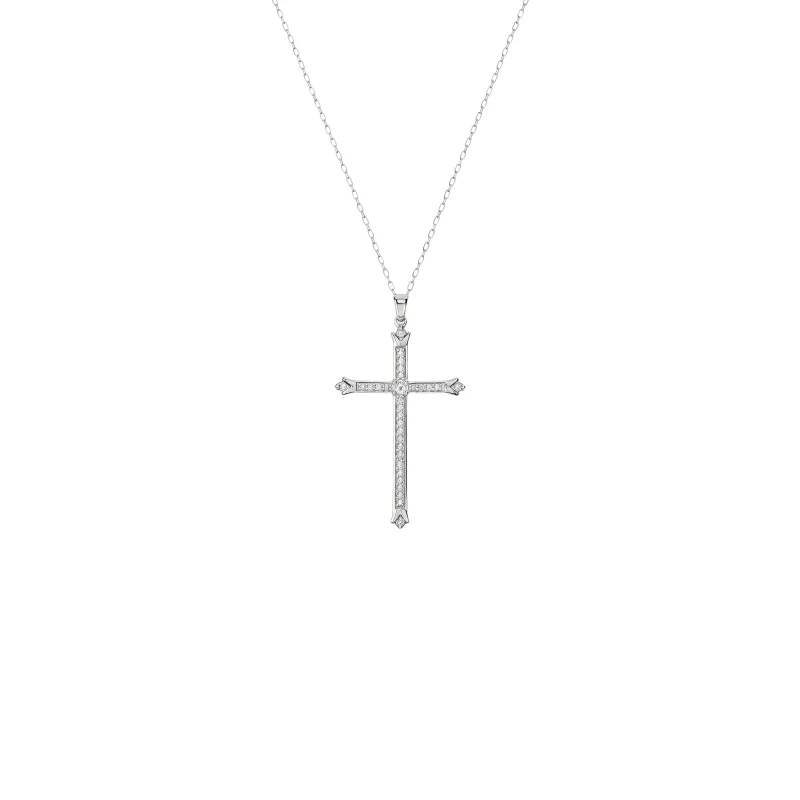 0.18cts Diamond 14K Gold Cross Necklace