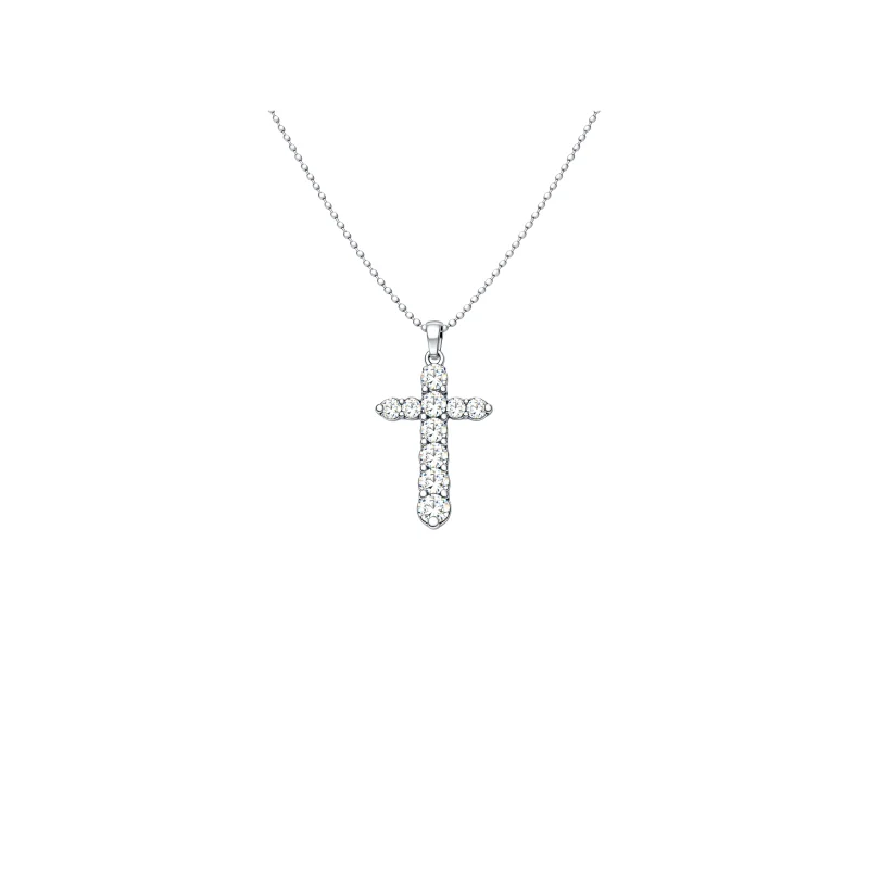 0.50ct Diamond Platinum Cross Pendant Chain Necklace