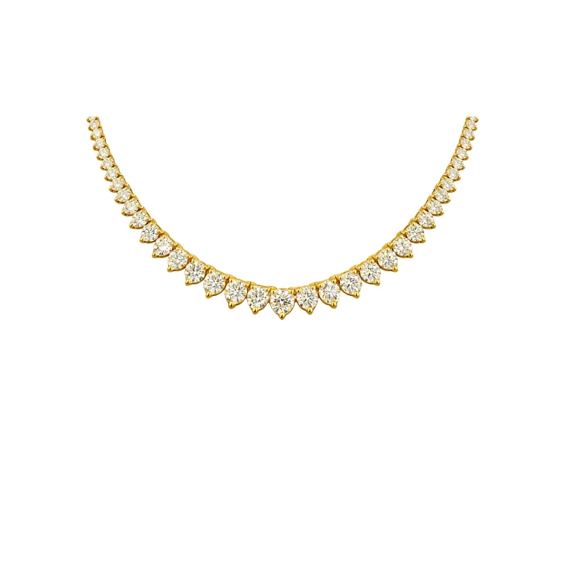 10.07ct Diamond 14K Gold Graduated Tennis Necklace