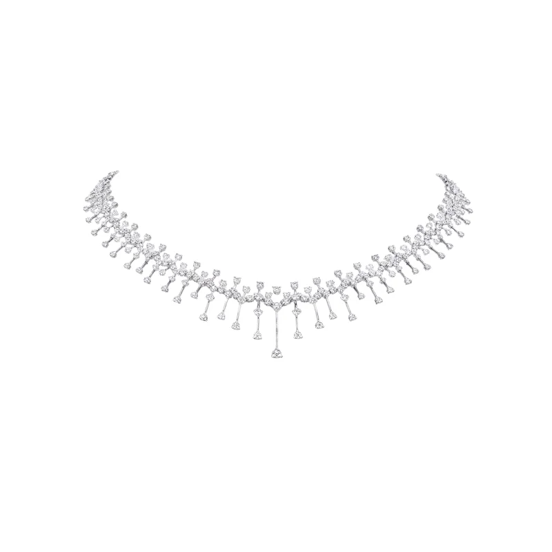 11.34ct Diamond 18K Gold Statement Floating Tennis Necklace