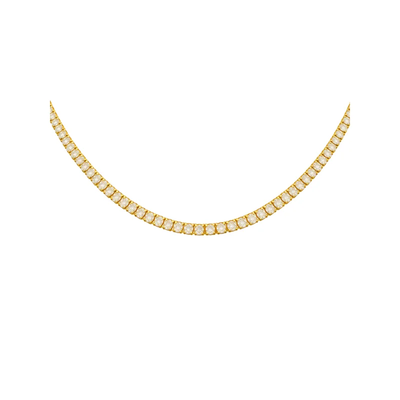 13.06ct Diamond 14K Gold Classic Tennis Necklace