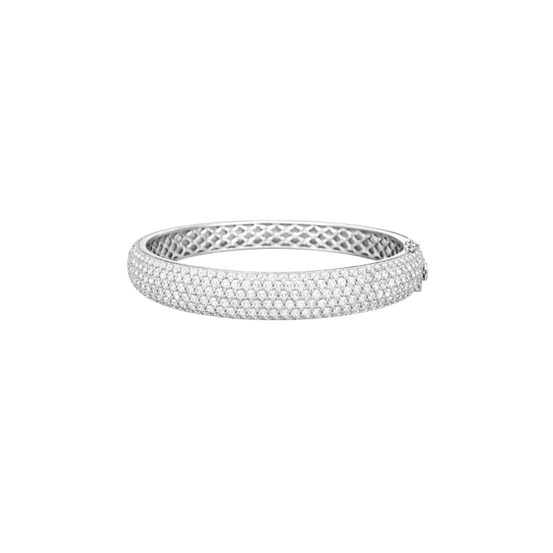 27.19ct Diamond 18K Gold Pave Bangle Bracelet